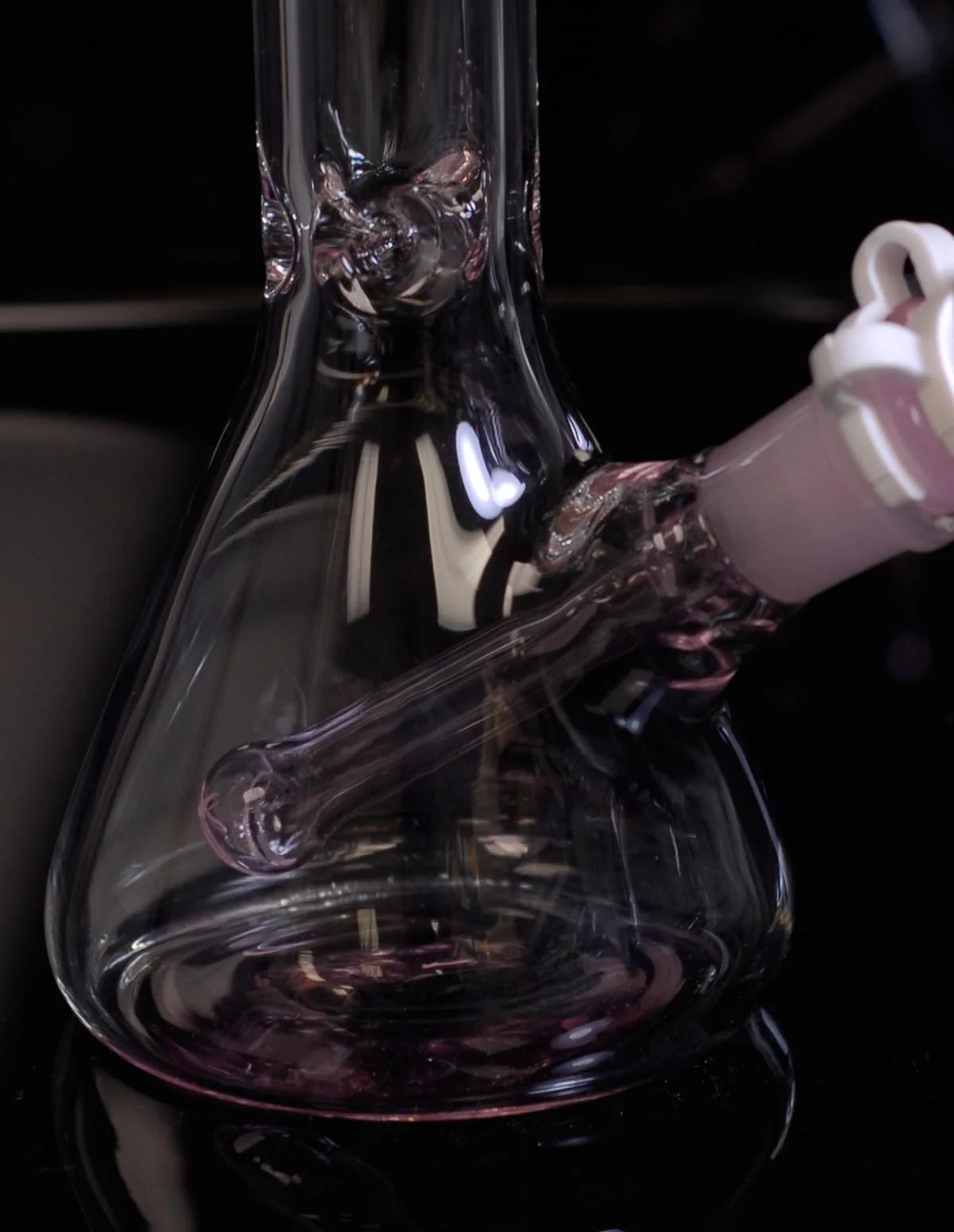 10" Pink Hello Cat Ice Pinch Glass Water Pipe - Image 3