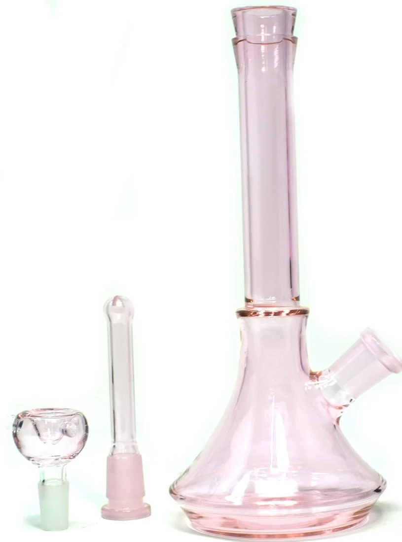 10" Pink Plain Glass Water Bong Pipe - Image 2