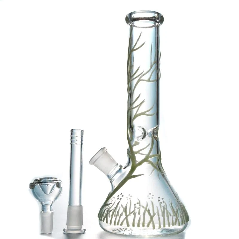 10" Tree of life Glow In The Dark Glass Water Pipe Bong - Image 2