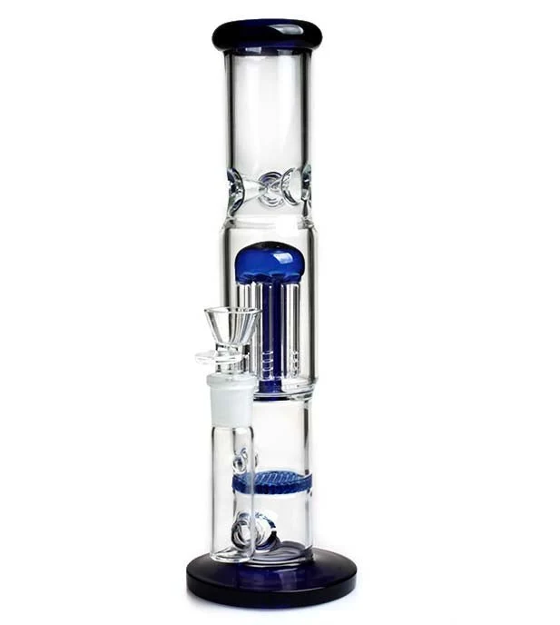 12"  Glass Water Bong pipe with ice pinch and percs