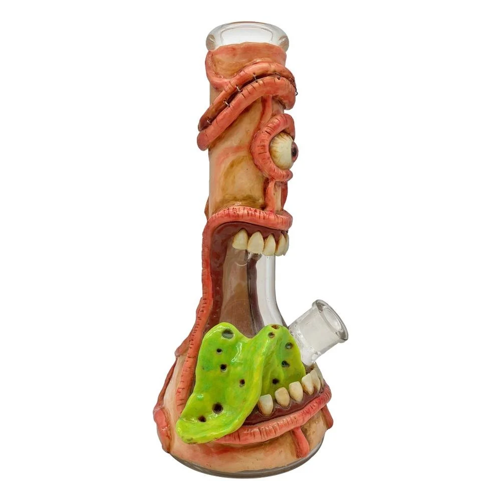 12" Stick out Tongue Evil eye Big Mouth Beaker Glass Bong pipe - Image 3