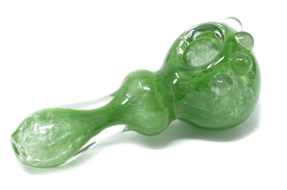 4" Dot Green Spoon glass pipe - Image 2