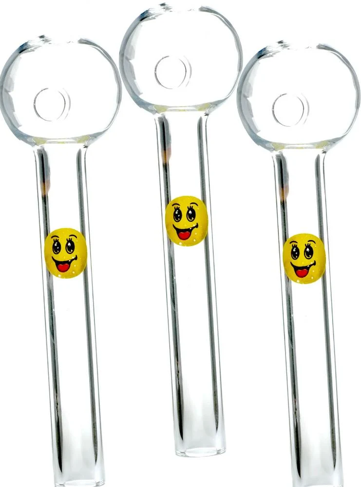 4' Happy Smile Face Sticker Glass Oil Burner pipe - Image 3