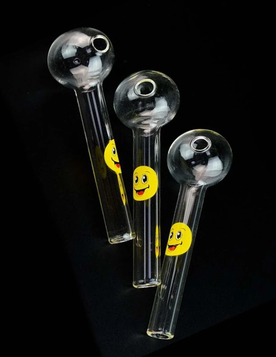 4' Happy Smile Face Sticker Glass Oil Burner pipe - Image 4