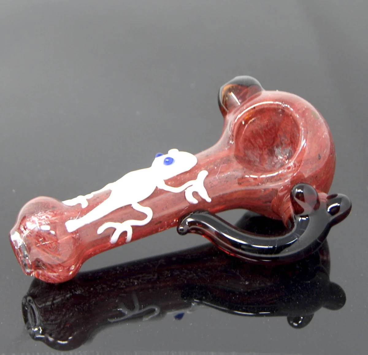 5.5" Glass hand Pipe with Side Handle Top Insect - Image 3