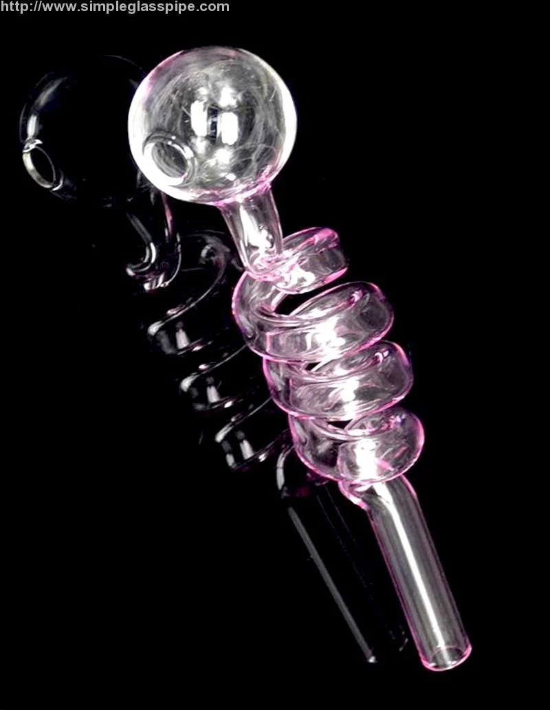 5" Spiral Color Curved Glass Oil burner Pipe Pinks - Image 3