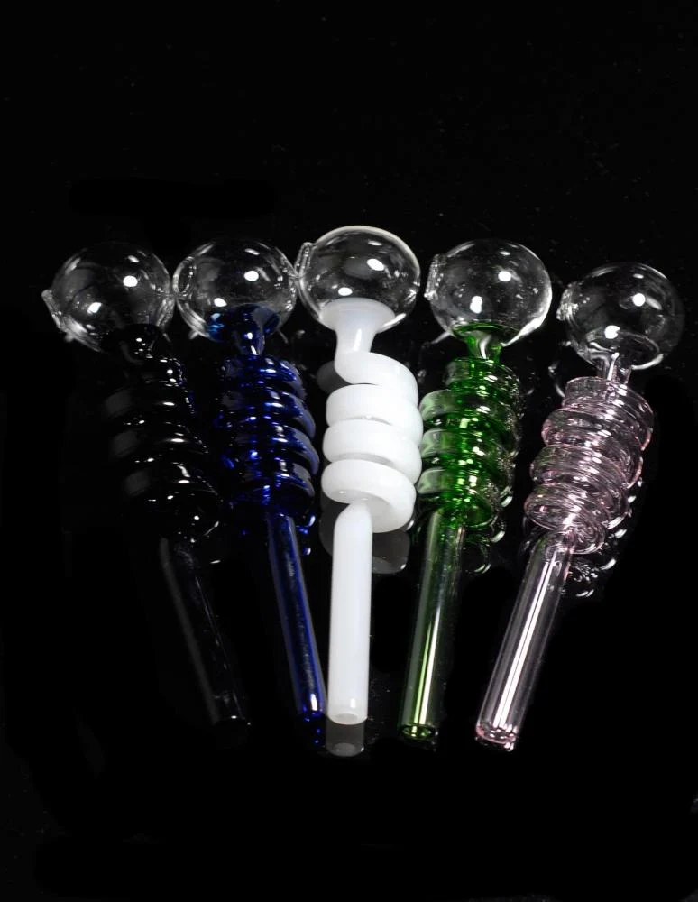5" Spiral Color Curved Glass Oil burner Pipe Pinks - Image 6