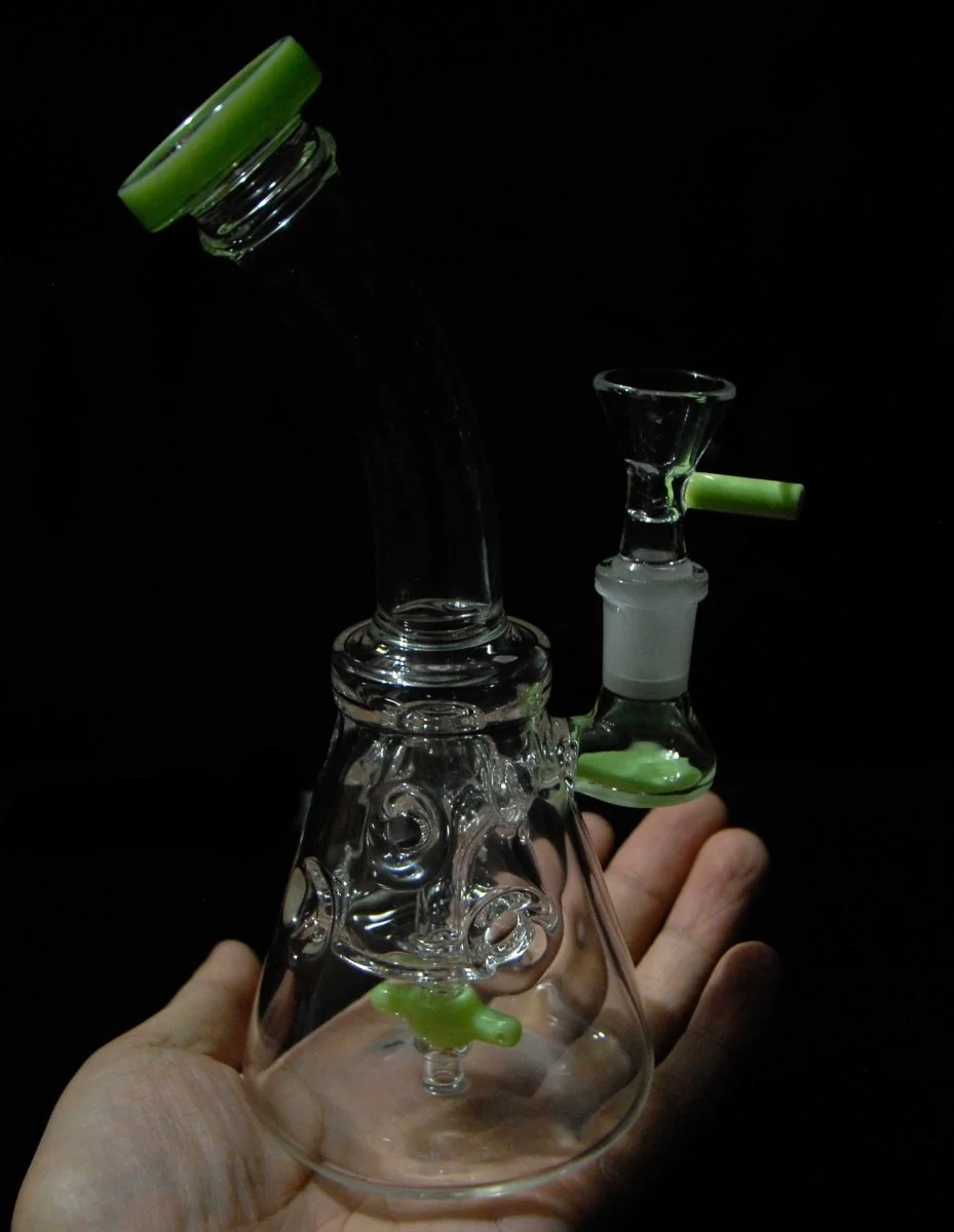 7.5" Green Thick Glass Water Pipe Recycler - Image 2
