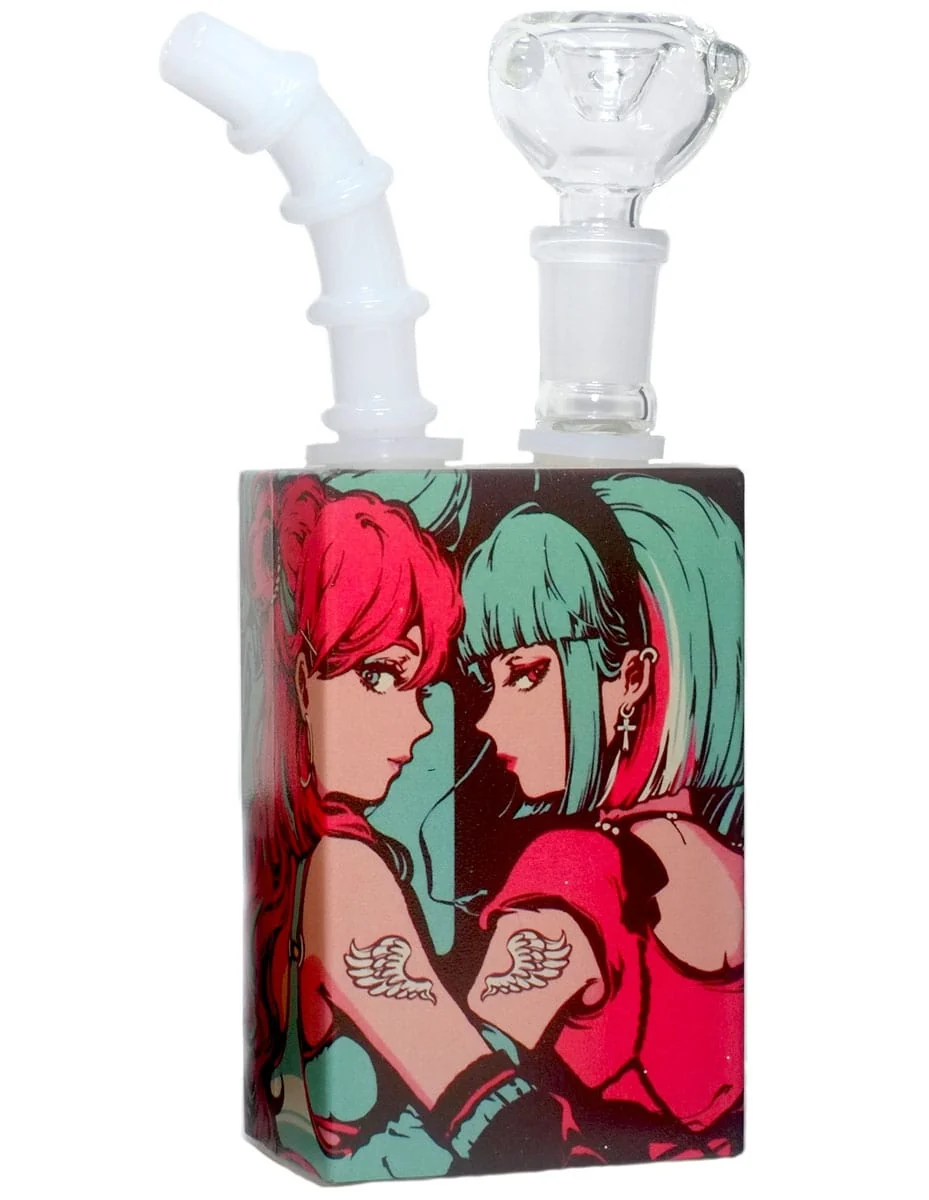 7"  Glass Juicy Box Bubbler Water Pipe