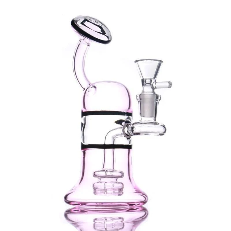 7" Pink Glass Water Pipe - Image 2