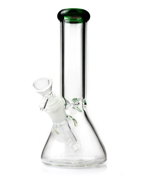 8" Clear Glass bong with ice pinch