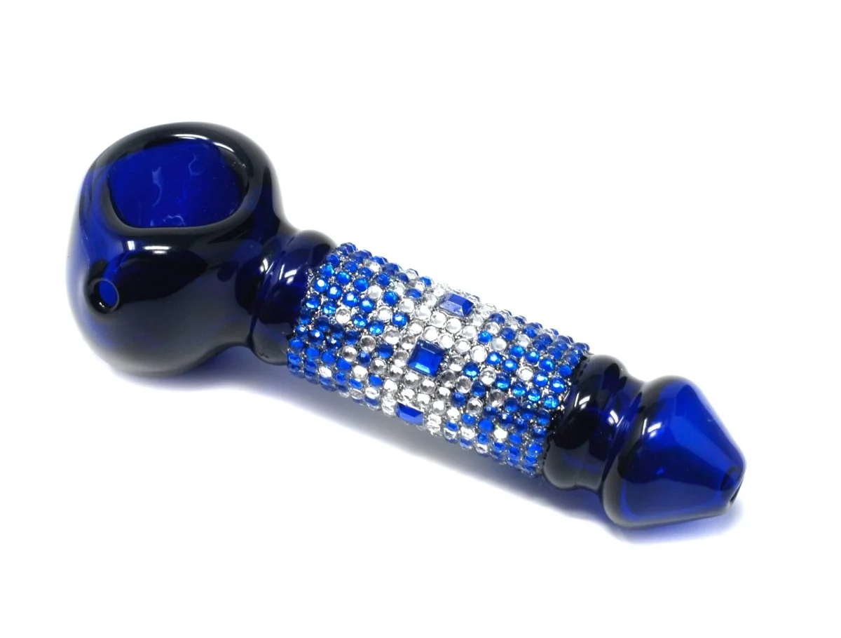 Beautiful Rhinestone Color 4" Glass Hand Pipe,