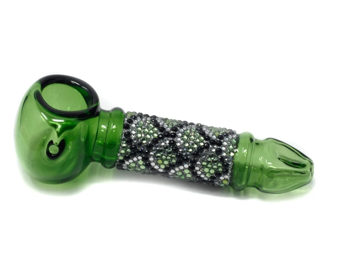 Beautiful Rhinestone Color 4" Glass Hand Pipe, - Image 4