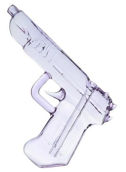 Handgun Shape Glass Clear Bubbler Pipe - Image 2