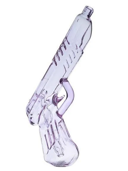 Handgun Shape Glass Clear Bubbler Pipe - Image 3
