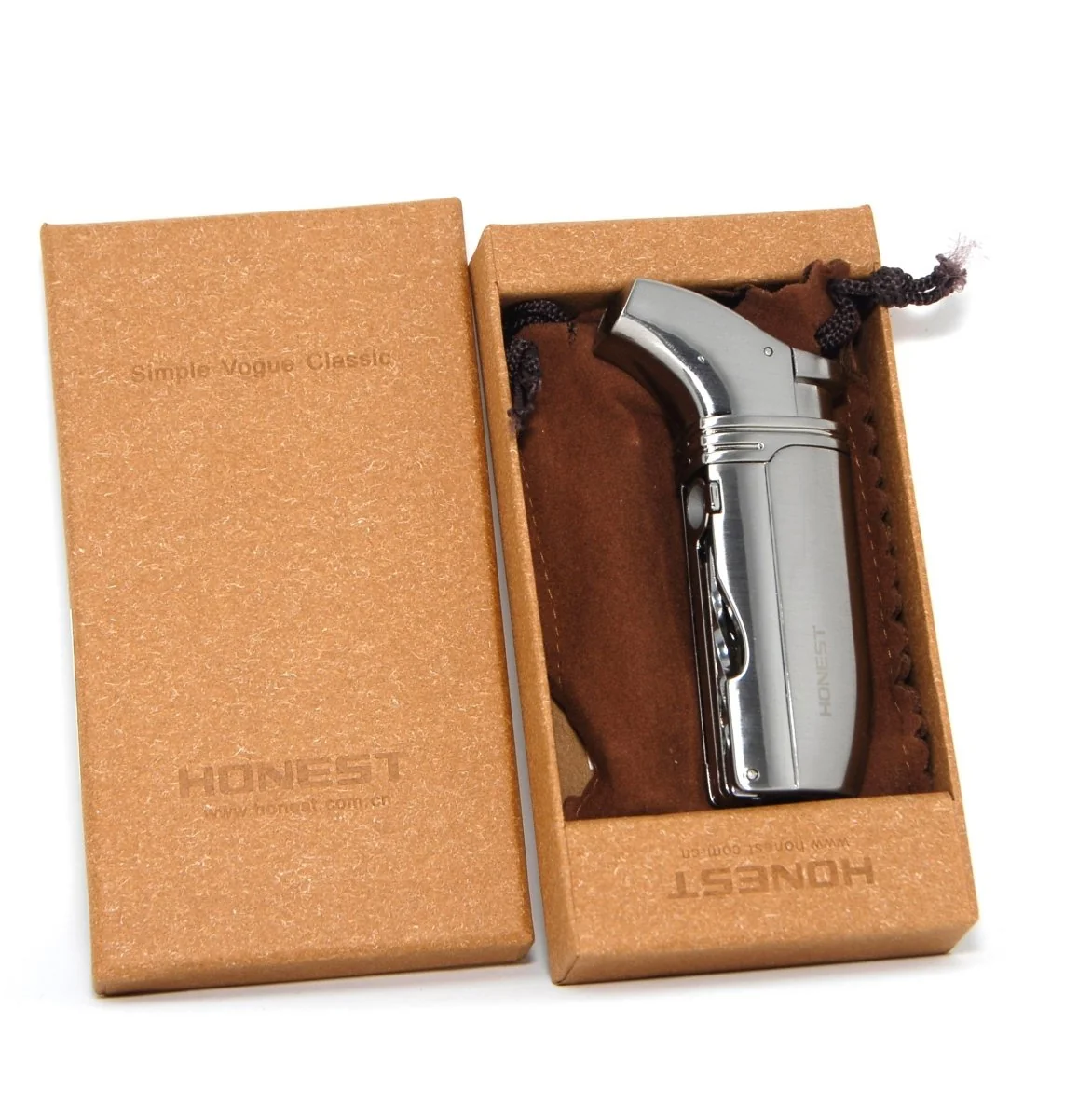 Honest Double Torch Jet Refillable Butane Gas Lighter with Cigar hole puncher and picker - Image 2