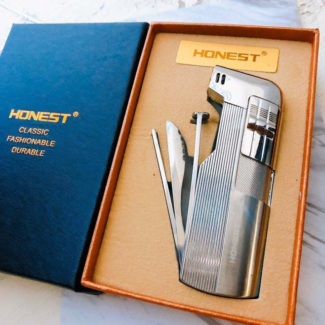 Honest Single Cigar Cigarette Refillable Soft flame Lighter With Gift Box - Image 2