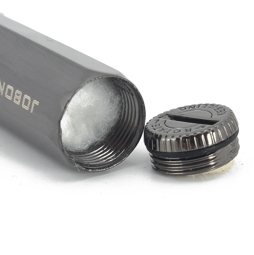 Jobon Hexagon Shaped Flint Wheel Oil Petrol Gasoline Cigar Lighter Silver - Image 2