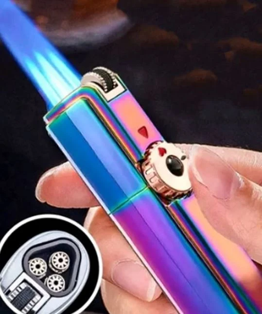 JOBON Windproof Refillable Butane Gas Lighter With Cigar hole Puncher