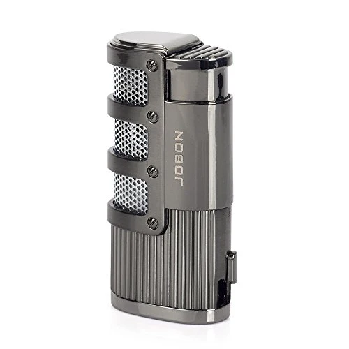 JOBON Windproof Tripple Torch Refillable Butane Gas Lighter With Push up Cigar hole Pu