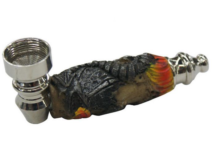 Metal resin straight type abstract art tobacco pipes - Image 2