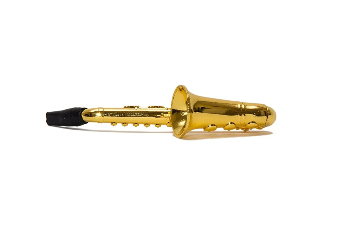 Miniature Saxophone Smoking metal Tobacco Pipe with screen - Image 3
