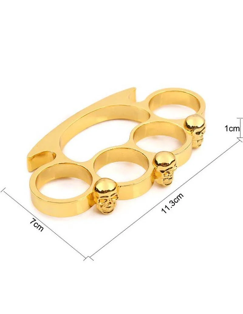 Skull Brass Knuckles Style Knuckle Duster Heavy Paperweight ( Screw out Pin)
