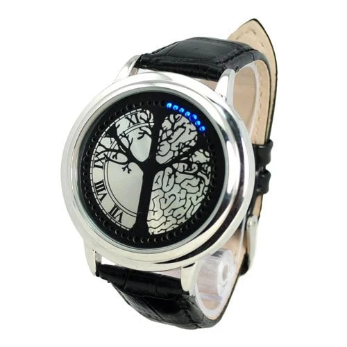 Stainless Steel Material Elegant Design Blue Hybrid Touch Screen LED Watch